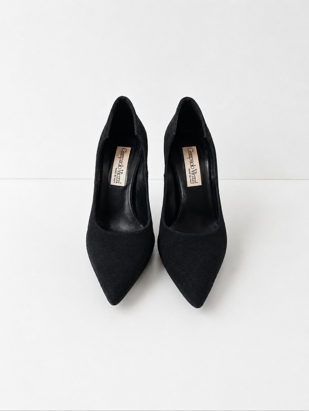 Giampaolo Viozzi Black Suede Leather Pointed Toe Pumps Heels Size 38 Italy 7.5 - Picture 3 of 11
